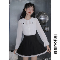 linjou Lingjiu high-waisted short skirt women 2022 spring new a-line skirt black white skirt cake skirt
