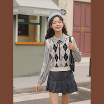 Linjou Lingjiu shirt womens college wind spring and autumn 2022 new long-sleeved shirt underwear sweet base top