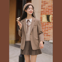 Linjou Lingjiu blazer women spring and autumn small man Korean version loose casual temperament high sense small suit