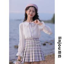 Linjou Lingjiu pleated skirt womens spring and summer dress high waist versatile short skirt college style small man design sense skirt