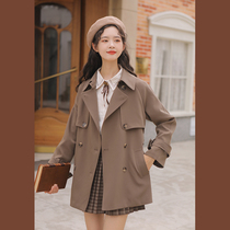 Lingjiu trench coat womens spring and autumn 2022 new small medium long khaki short thin coat