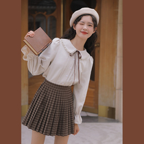 Lingjiu sweet doll collar long sleeve white shirt blouse underwear 2022 spring dress college style shirt early