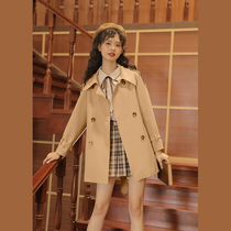Lingjiu 2022 new trench coat womens mid-length British style temperament khaki small man coat spring