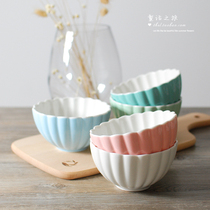 Special Clearance Korean Tableware Candy Color Ceramic Fresh Rice Bowl Flower Petal Salad Bowl Daisy Small Bowl