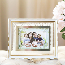 ins Nordic minimalist table creative glass imitation wood crystal princess Phnom Penh lace lace family photo frame