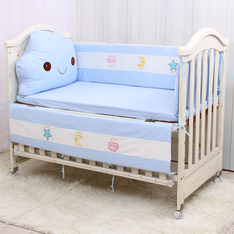 婴儿床床围云朵床头靠垫全棉宝宝防撞围栏四季通用可拆洗四面透气