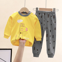 Childrens underwear set cotton new boys autumn and winter pajamas baby autumn clothes autumn pants girls home clothes long sleeves