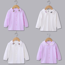 New childrens clothing spring and autumn womens baby cardigan shirt baby base shirt long sleeve girls cotton shirt