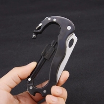 Outdoor multifunctional mountaineering buckle quick buckle with knife cross word alloy five-in-one tool keychain