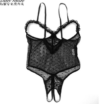 French new light luxury womens emotional body shaping jumpsuit hollow romantic night transparent sexy temptation corset underwear