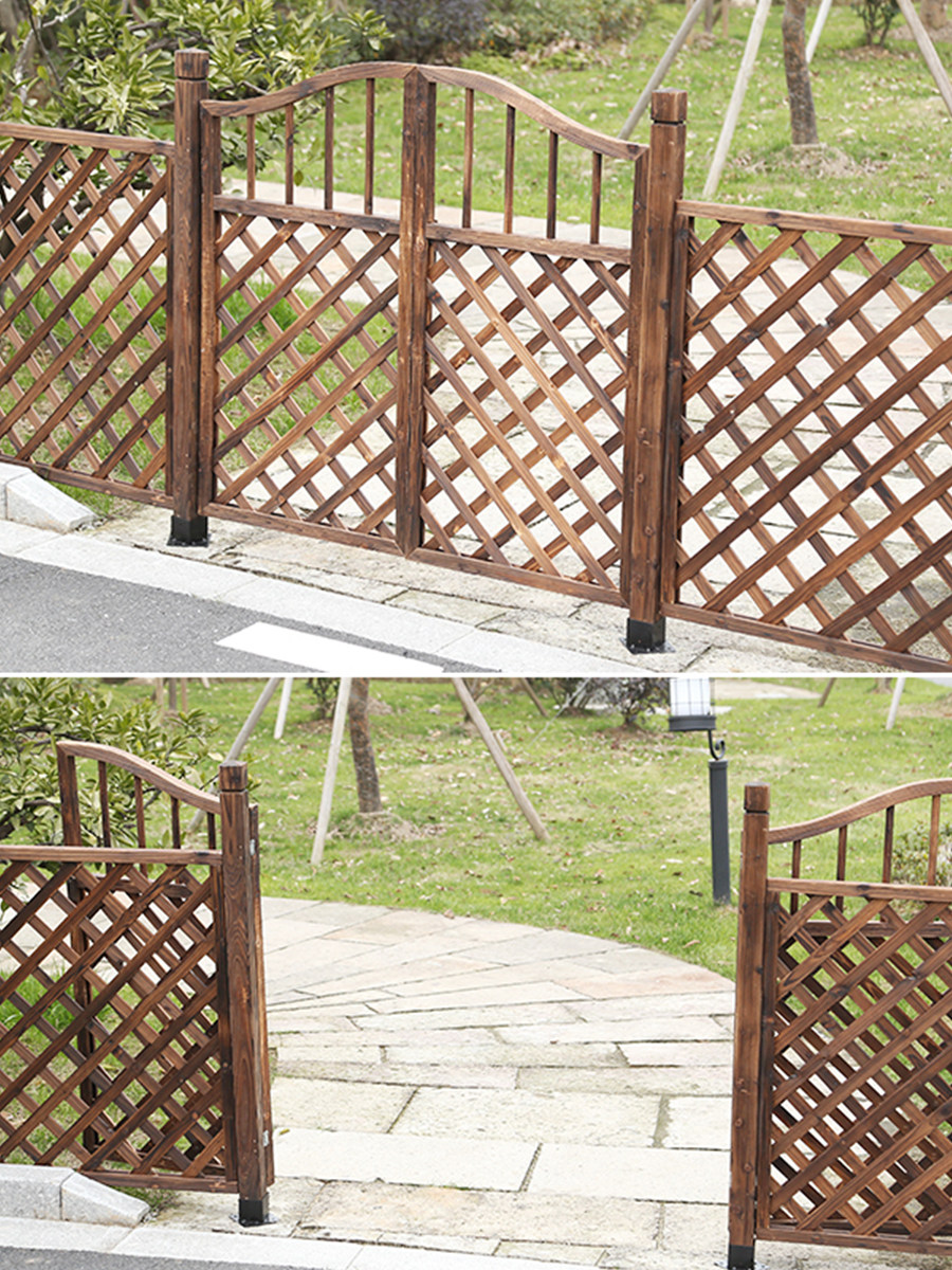 户外木质防腐木门木栅栏园艺双开门篱笆门菜园院子门木围栏花园门