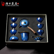Jianzhan Teapot Tea set Japanese simple Tianmu glaze side handle teapot tea lamp Home gift Zen Kung Fu ceramics