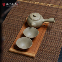 Japanese rock mud one pot two cups Creative coarse Pottery side handle pot Tea set Puer quick cup Travel teacup Teapot set