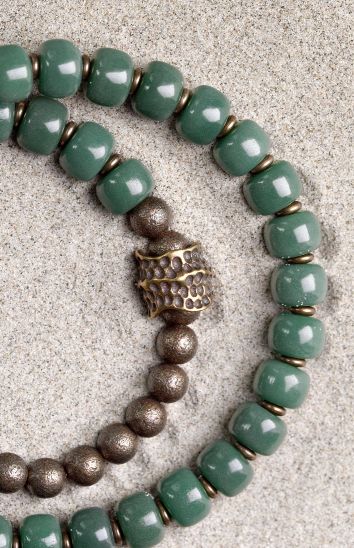 手工肌理古铜绿阴皮菩提根双层手链男中性手作饰品复古个性手串女