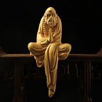 Boxwood carved figures handle pieces Chinese home log crafts Exquisite solid wood ornaments hanging beads Zen Dharma