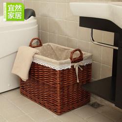 Rattan woven dirty clothes basket dirty clothes basket handmade rectangular rattan dirty clothes storage basket laundry box toy household