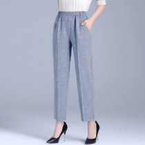 Mother's pants summer thin elastic high waist elderly women's pants wear grandma's loose mother-in-law pants