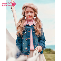 Girls denim jacket 2021 autumn and winter New middle child fashion coat little girl foreign autumn coat