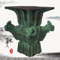 Bronze antique ornaments Siyang Fangzun ancient bronze wine bottle Antique collection Antique sheep ornaments Home