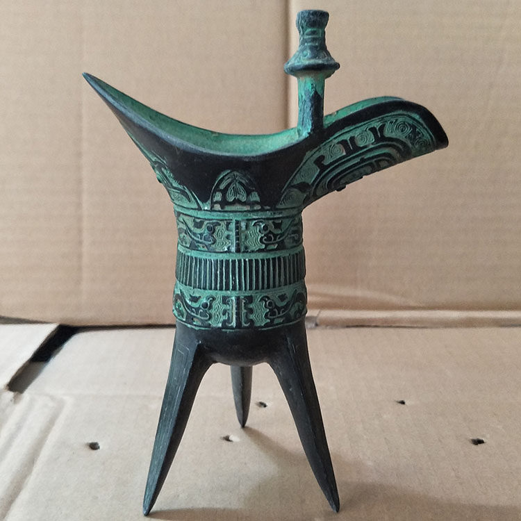 仿古三足帝王酒杯黃銅製造純手工動物造型書房桌面擺件