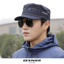 Mens hat tide casual mens spring and summer military hat Cap female casual national style flat top hat Korean version of the tide outdoor hat