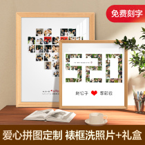 Photo custom creative girls gift lover birthday diy couple palm print photo frame homemade love puzzle 520