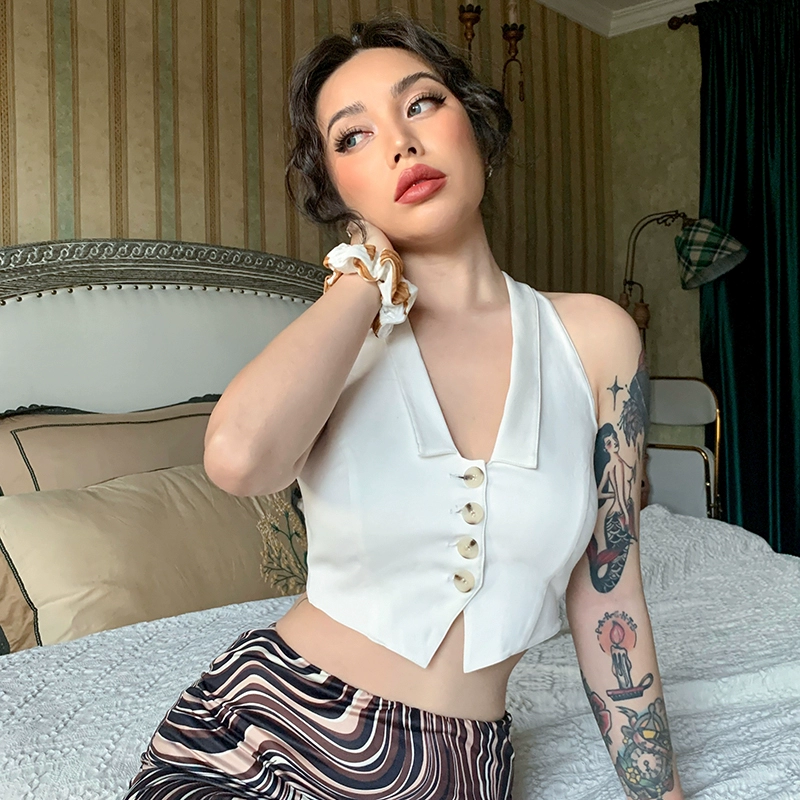 OM Trendy Pavilion Âu Mỹ Ám dáng nhỏ mảnh mai dưới đáy áo sơ mi phụ nữ thích hợp mặc ngoài hot girl trắng tinh mặc ngoài áo vest - Áo ba lỗ