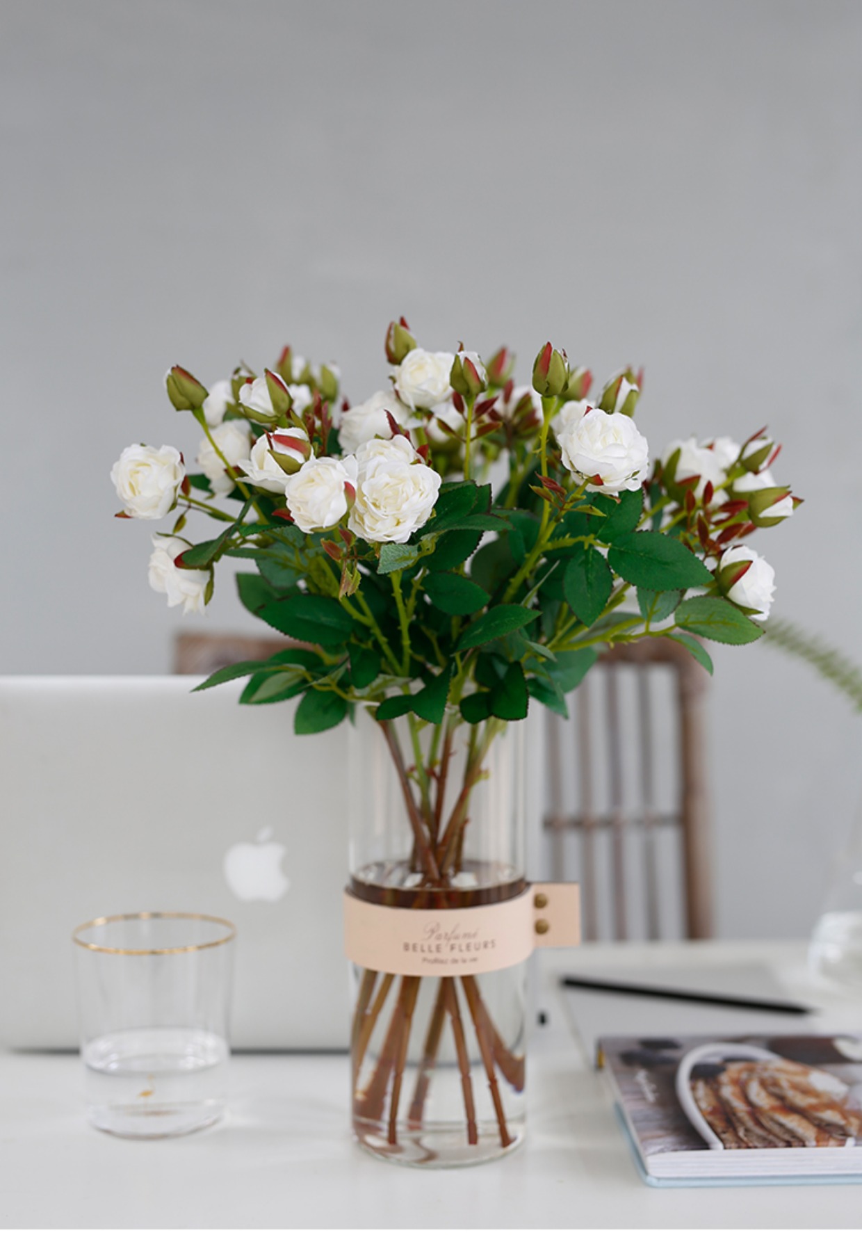 ladylike 蔷薇玫瑰花瓶摆件 客厅 插花 绢花装饰花假花仿真花套装