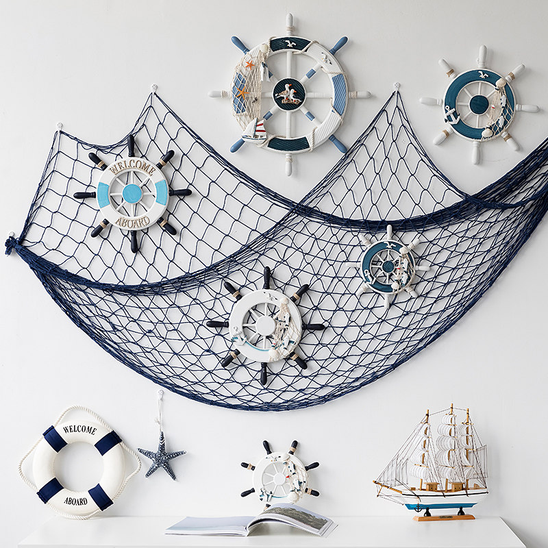 地中海风格装饰挂件背景墙舵手海洋风幼儿园船舵儿童房壁挂方向舵