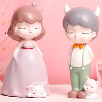 Cartoon Cute Prince Princess Deposit Money Pot Couple Resin Crafts Girl Heart Creative Gift Birthday Gift woman