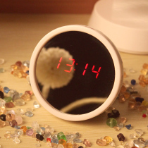 Mirror small alarm clock Mini mirror childrens simple desktop clock electronic watch luminous schoolgirl girl with mute