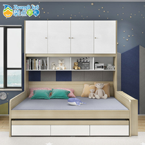 Childrens wardrobe bed one boy and girl 1 5 meters 1 2 small apartment space-saving storage bed bookcase bed cabinet combination