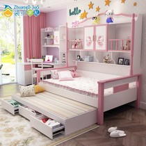 Childrens wardrobe bed one girl princess single small apartment space-saving multi-function bookshelf bookcase bed cabinet combination
