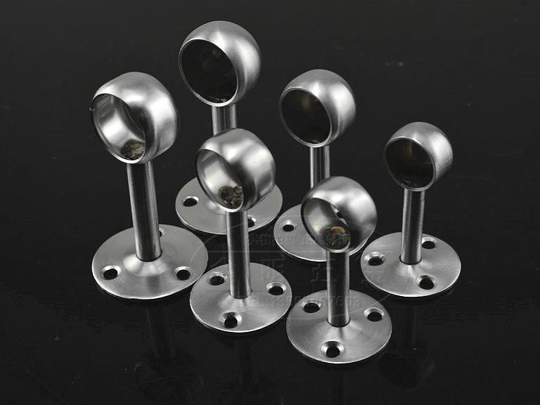 加厚高脚管座不锈钢管底座法兰座 晾衣杆五金配件衣柜挂衣杆托座