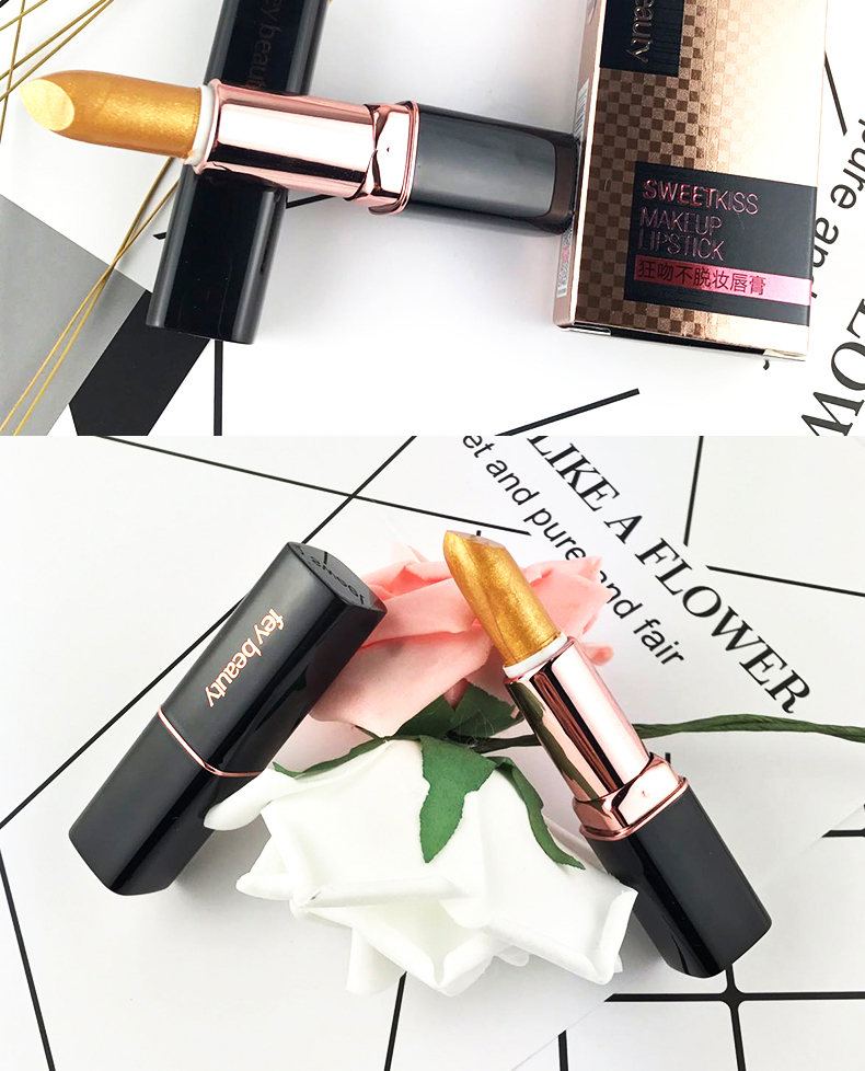 鎏金口红人鱼姬流金南瓜色脏橘色金色琉金持久