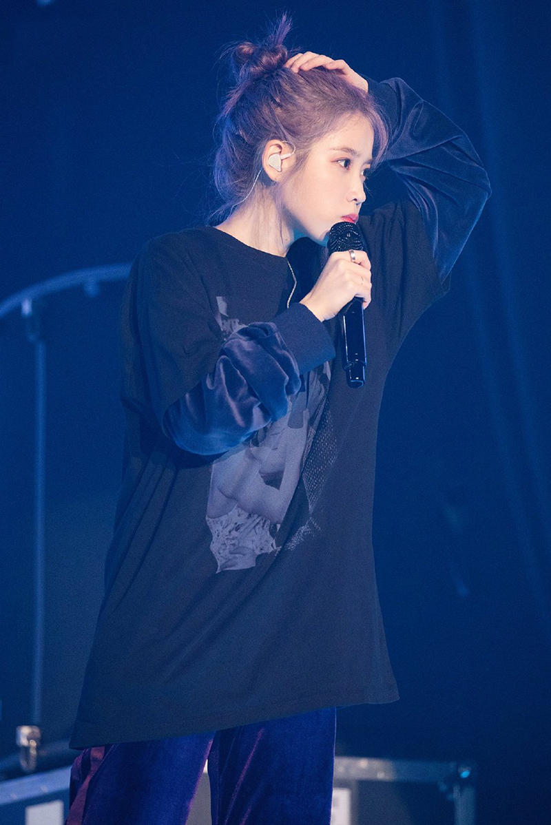 iu李知恩同款光州演唱会上衣圆领原宿风中袖印花宽松短袖chict恤