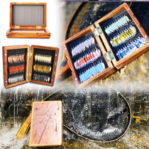 Grassroots Luya solid wood sequin box Mouth bait fly storage box package magnetic switch floating water ultra-light portable belt