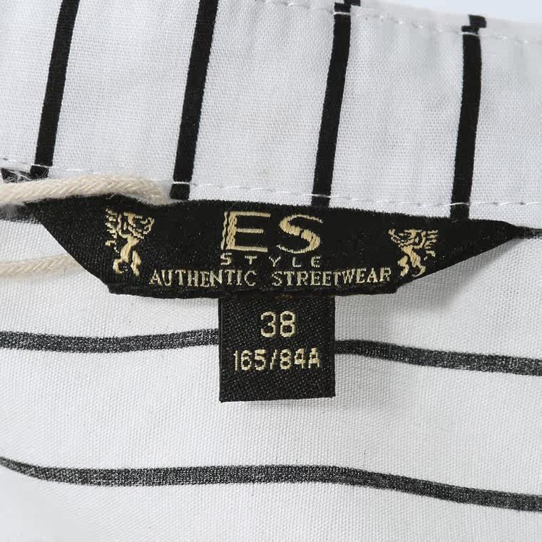 艾格 ES2015新品A印花条纹不对称七分袖衬衫15031435386吊牌价299