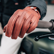 FG retro tire sheepskin sterling silver buckle motorcycle riding motorcycle Harley spring and autumn touch screen fall-proof leather mens gloves