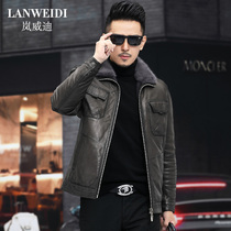  New Haining whole mink mink liner sheepskin lapel leather leather coat mens fur one-piece mink coat winter