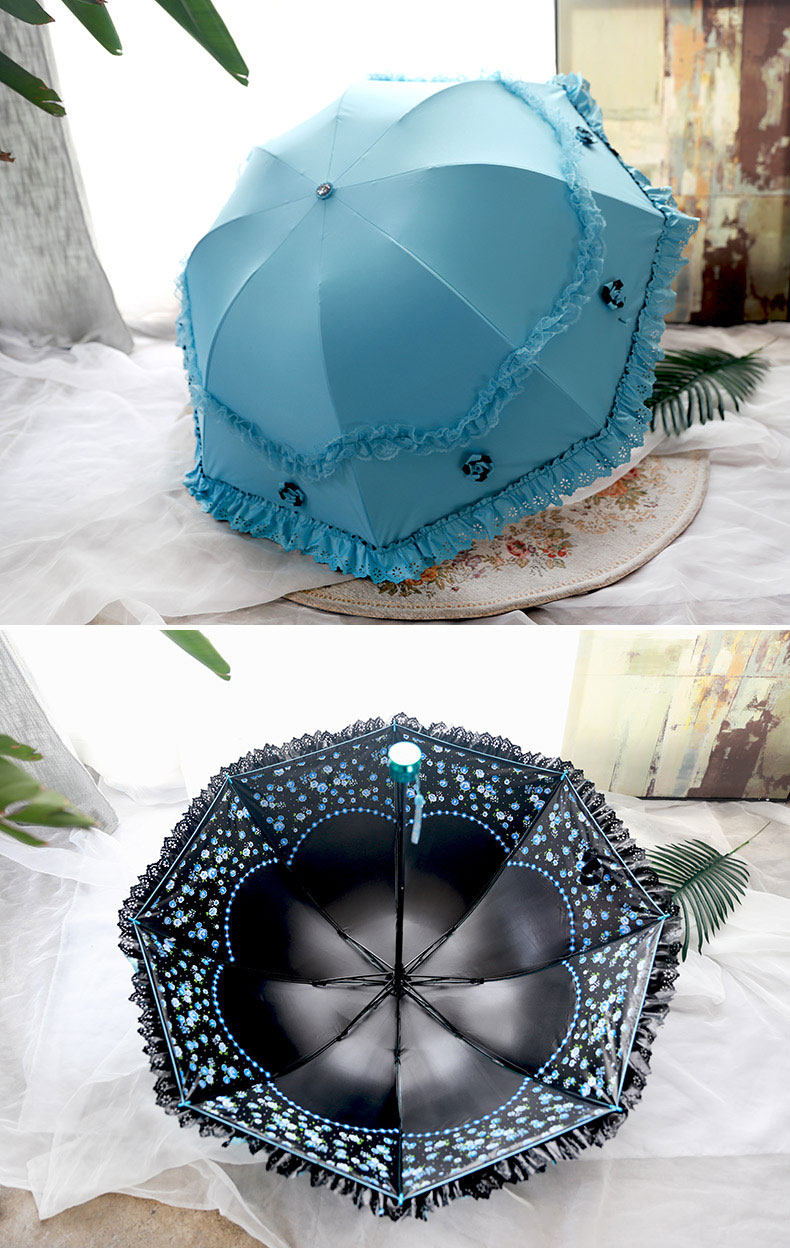 2016立体蕾丝黑胶遮阳伞春夏防晒防紫外线公主伞四季拱形女晴雨伞