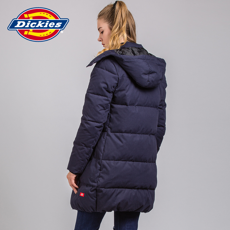 Dickies16新款修身羽绒服女中长款 印花连帽保暖厚外套163W10EC04产品展示图4