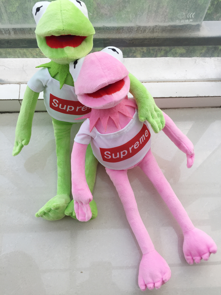 创意supreme青蛙公仔芝麻街科密特青蛙kermit 科米蛙毛绒玩具娃娃