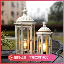 2 Candlestick ornaments Nordic romantic vintage Wrought iron candlestick Wedding wind lamp decoration Indoor home courtyard outdoor