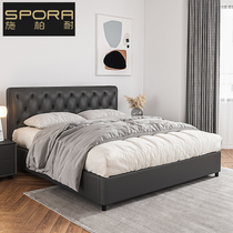 Spainai light luxury Nordic leather bed Simple storage bed Double bed Wedding bed 1 8 meters master bedroom tatami rice bed