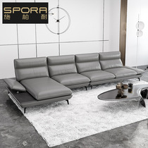 Spannai Italian leather sofa combination living room complete corner sofa Minimalist Nordic ins wind leather art sofa