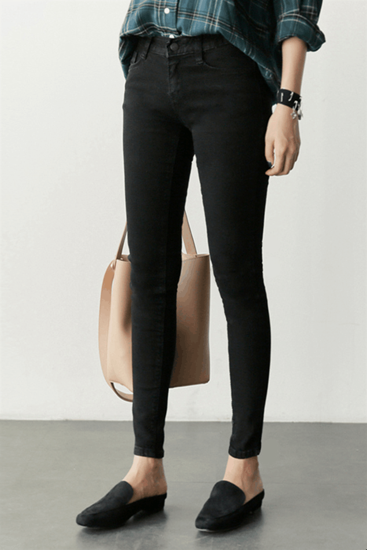 加绒款黑色牛仔裤女高腰九分小脚铅笔裤弹力紧身韩版显瘦潮905