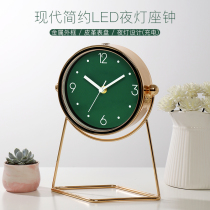 Hantime Fashion Luxury Night Metal Decoration of the Clock Living Room Creative Silent Clock Bedroom Desktop Swing HD 96