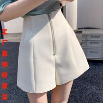 White high waist suit shorts women 100 hitch spring summer new Korean version loose hot pants A pair of pants with wide legs casual pants