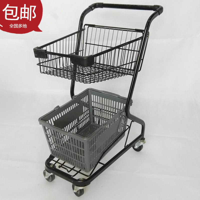 Supermarket shopping cart trolley handling truck double decker shopping cart KTV convenience store small trolley photo props